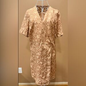 Faherty Ashley 100% Linen Floral Wrap Dress Bronze Riviera M